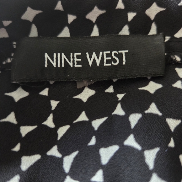 Nine West Black and White Geometric Blouse Size L - Picture 5 of 6